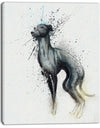 Black Dog Watercolor with Splashes - Large Animal Canvas Artwork