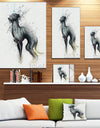 Black Dog Watercolor with Splashes - Large Animal Canvas Artwork