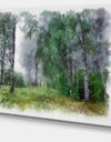 Green Forest Watercolor Drawing - Large Landscape Canvas Art