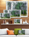 Green Forest Watercolor Drawing - Large Landscape Canvas Art