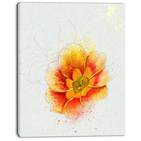 Beautiful Yellow Watercolor Flower - Floral Canvas Artwork Print