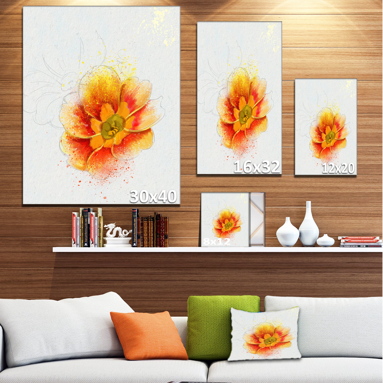 Beautiful Yellow Watercolor Flower - Floral Canvas Artwork Print