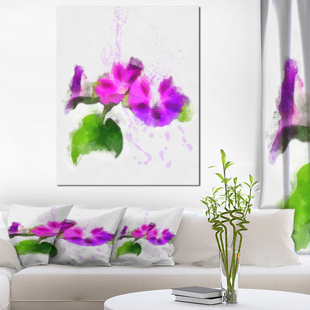 Stem of Convolvulus Flower Drawing - Floral Canvas Artwork Print