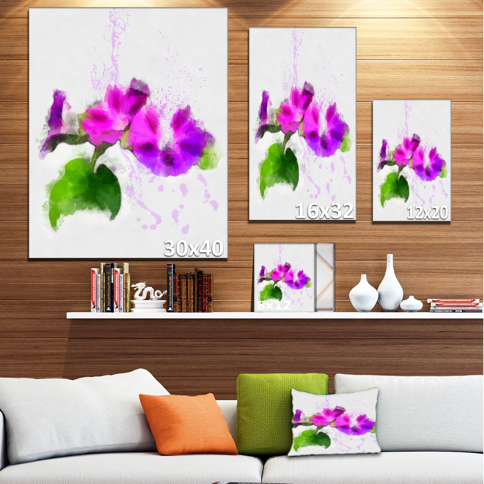 Stem of Convolvulus Flower Drawing - Floral Canvas Artwork Print