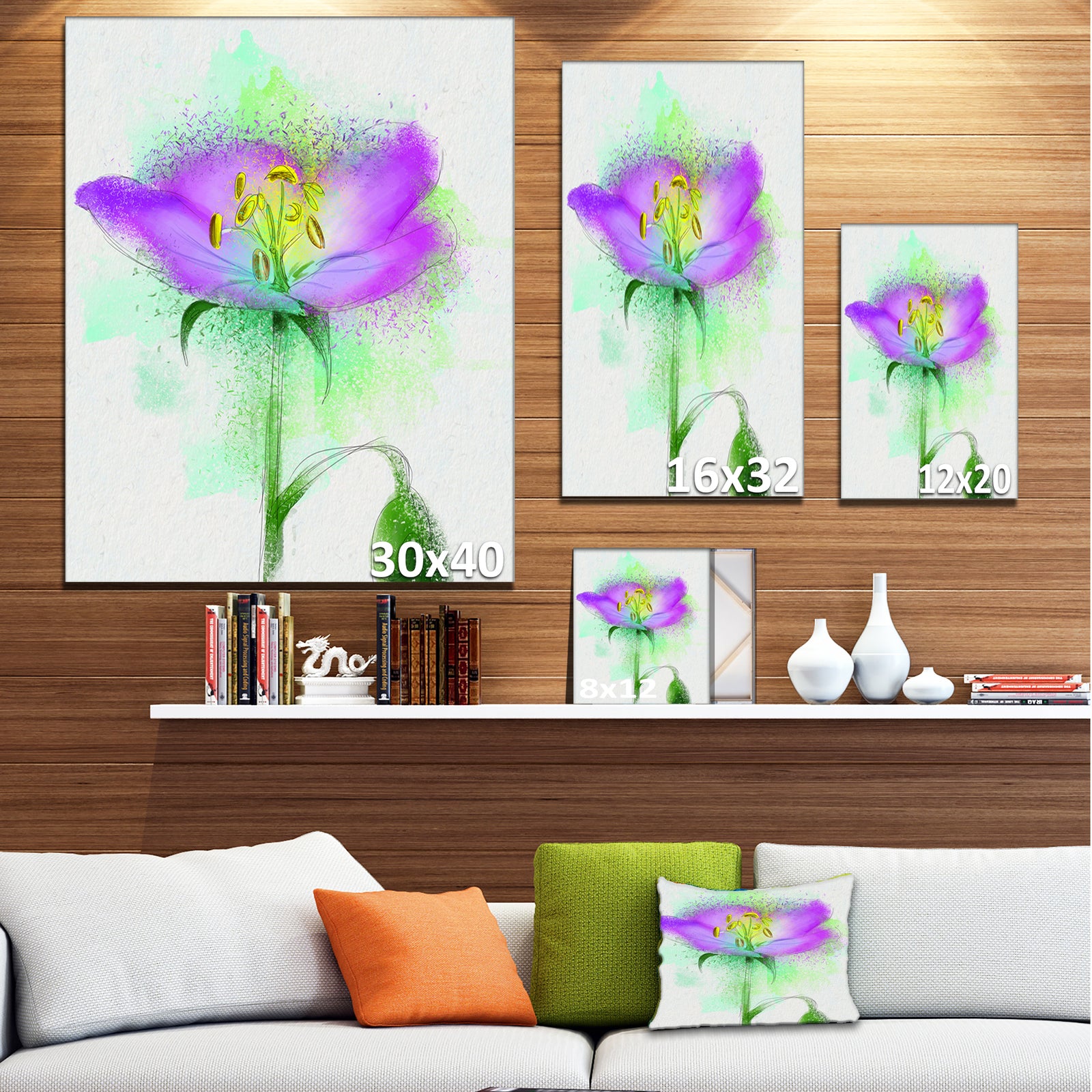 Beautiful Purple Watercolor Flower - Floral Canvas Artwork Print