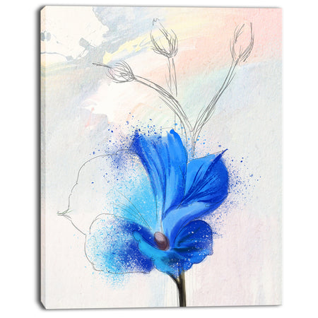 Beautiful Blue Flower Watercolor - Floral Canvas Artwork Print