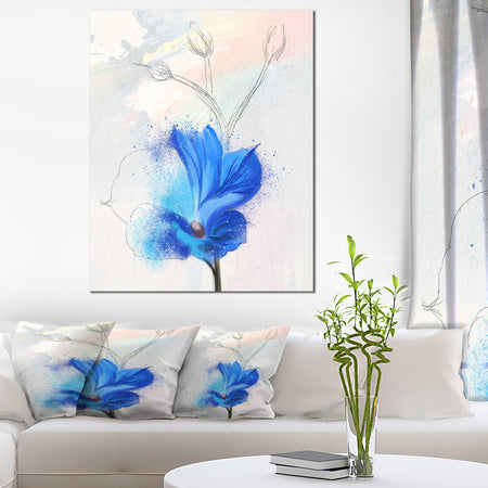Beautiful Blue Flower Watercolor - Floral Canvas Artwork Print
