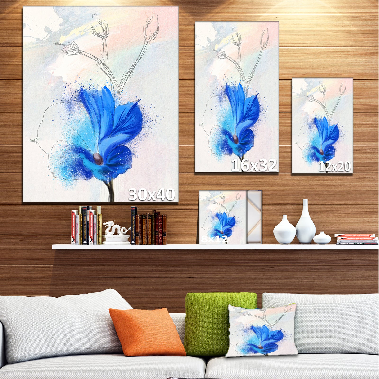 Beautiful Blue Flower Watercolor - Floral Canvas Artwork Print