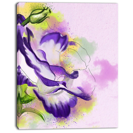 Abstract Blue Flower Watercolor - Floral Canvas Artwork Print