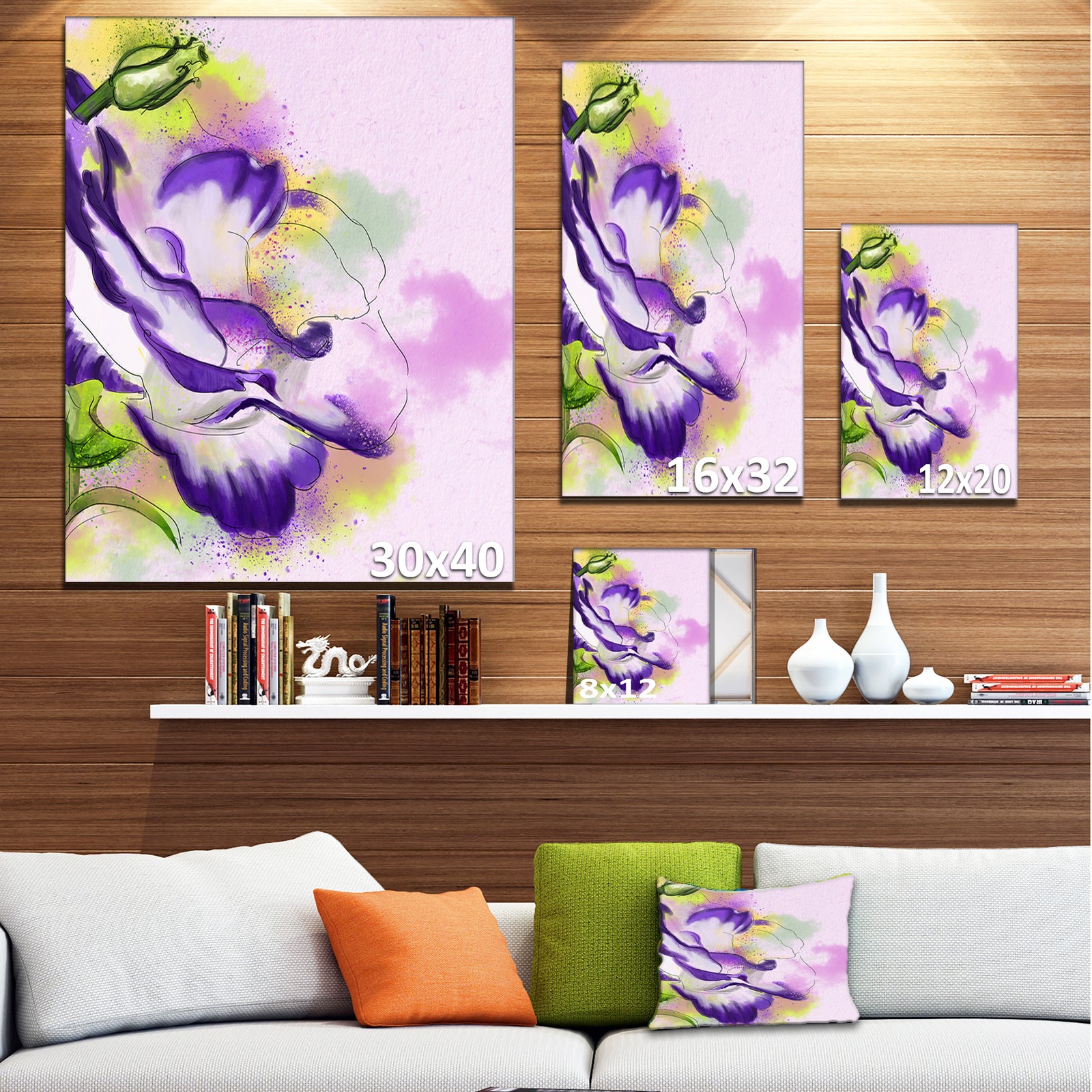 Abstract Blue Flower Watercolor - Floral Canvas Artwork Print