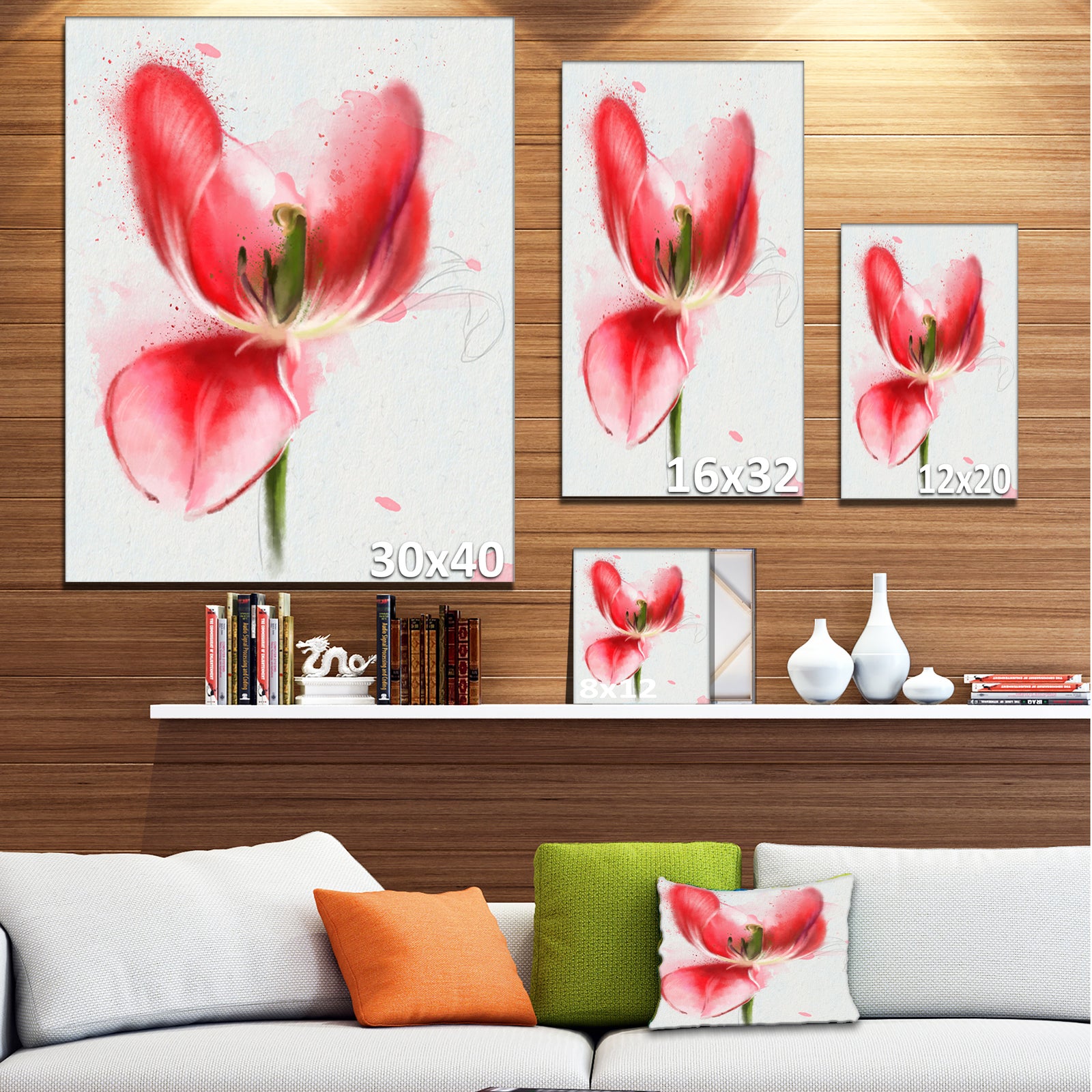Wonderful Red Poppy Watercolor - Floral Canvas Artwork Print