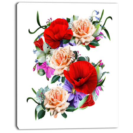 Floral Figure with Variety of Flowers - Floral Canvas Artwork Print
