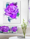 Purple Rose Watercolor - Floral Canvas Artwork Print