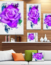 Purple Rose Watercolor - Floral Canvas Artwork Print