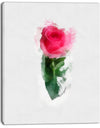 Beautiful Rose with Leaves Drawing - Floral Canvas Artwork Print