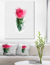 Beautiful Rose with Leaves Drawing - Floral Canvas Artwork Print