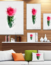 Beautiful Rose with Leaves Drawing - Floral Canvas Artwork Print