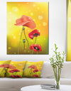 Red Flowers on Yellow Background - Floral Canvas Artwork Print