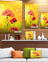 Red Flowers on Yellow Background - Floral Canvas Artwork Print