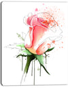 Pink Rose Sketch with Green Calyx - Floral Canvas Artwork Print