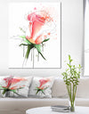 Pink Rose Sketch with Green Calyx - Floral Canvas Artwork Print