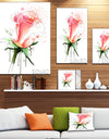 Pink Rose Sketch with Green Calyx - Floral Canvas Artwork Print