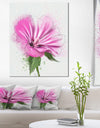 Full Bloom Pink Flower with Leaves - Floral Canvas Artwork Print