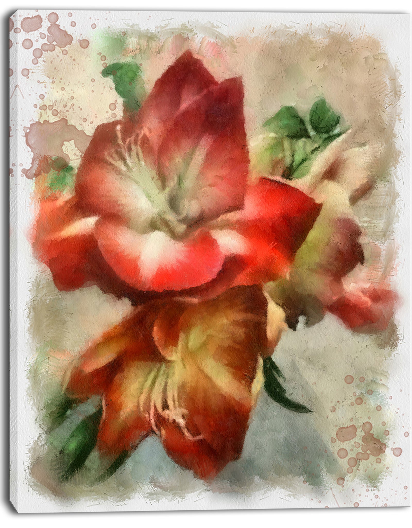 Bunch of Amaryllis Flowers Drawing - Floral Canvas Artwork Print
