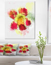 Flower Watercolor with Color Splashes - Floral Canvas Artwork Print