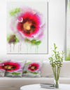 Poppy with Green Watercolor Splashes - Floral Canvas Artwork Print