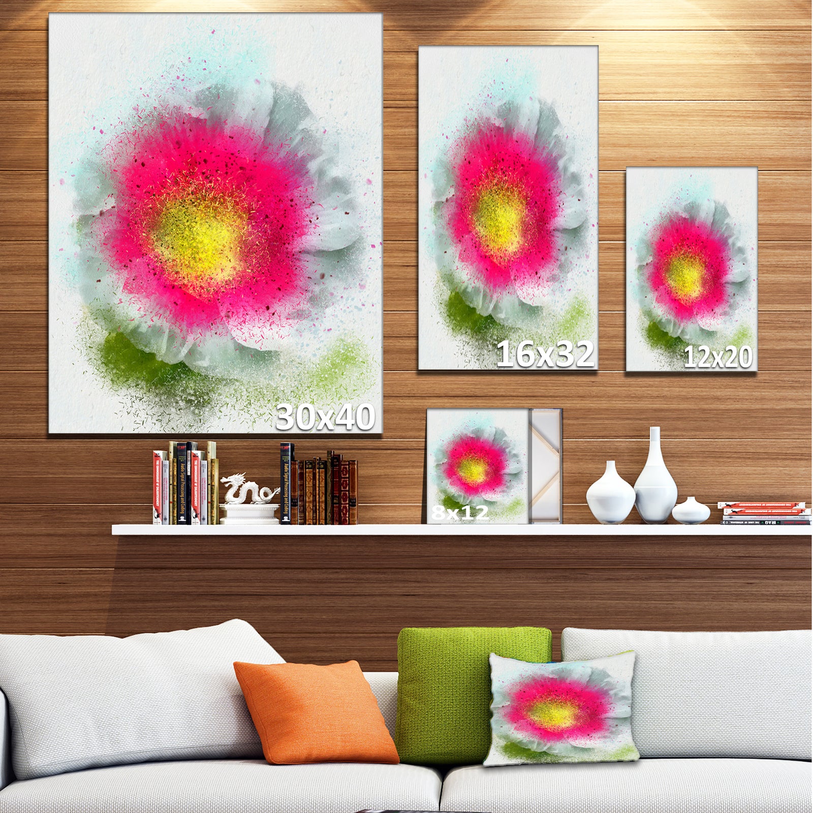 Large Red Poppy Flower on White - Floral Canvas Artwork Print