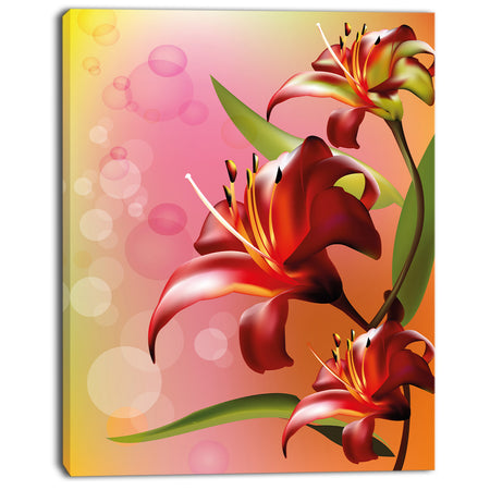 Beautiful Vector Flower on Pink - Flowers Canvas Wall Artwork