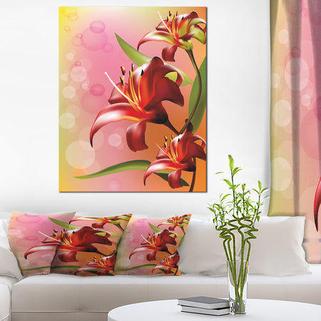 Beautiful Vector Flower on Pink - Flowers Canvas Wall Artwork