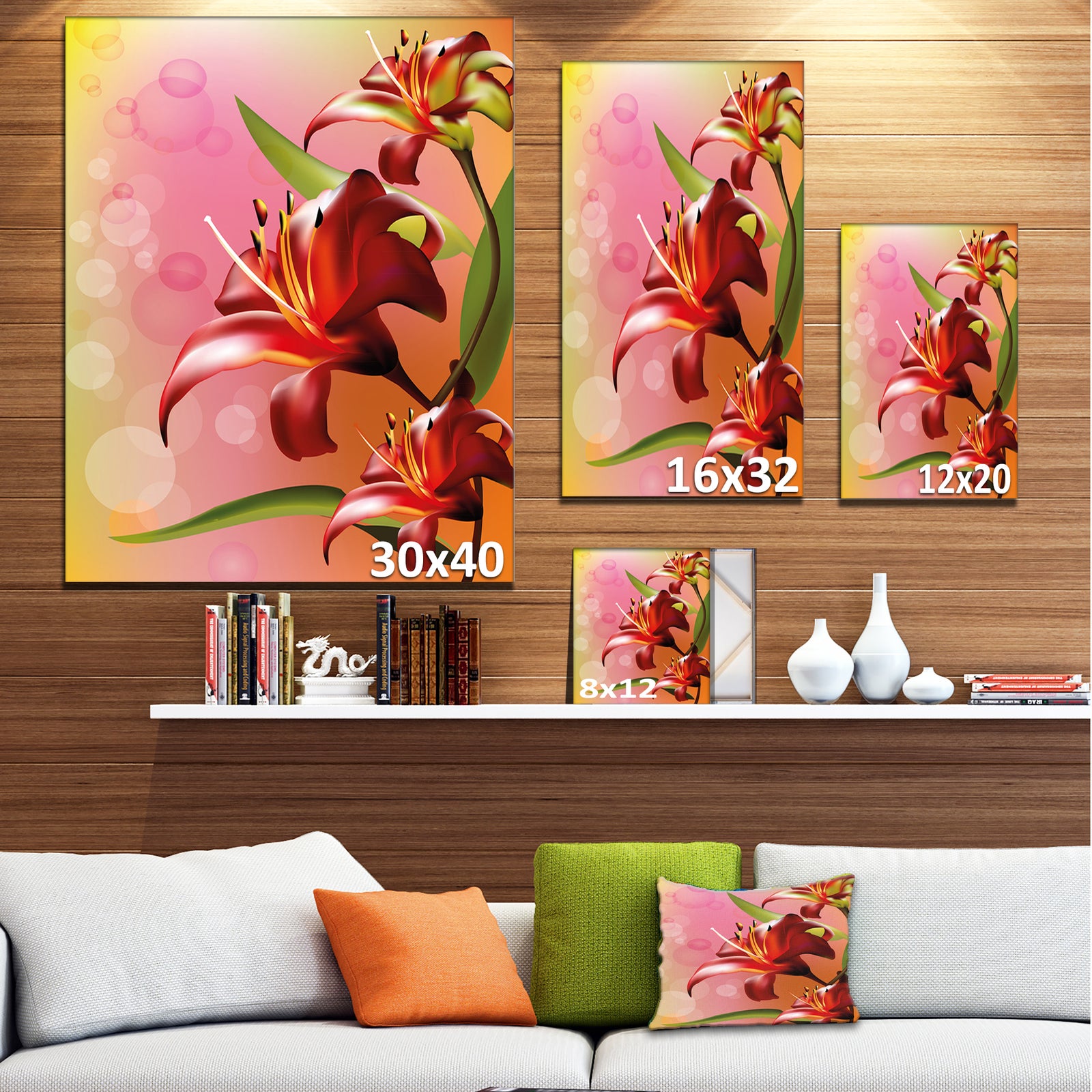 Beautiful Vector Flower on Pink - Flowers Canvas Wall Artwork