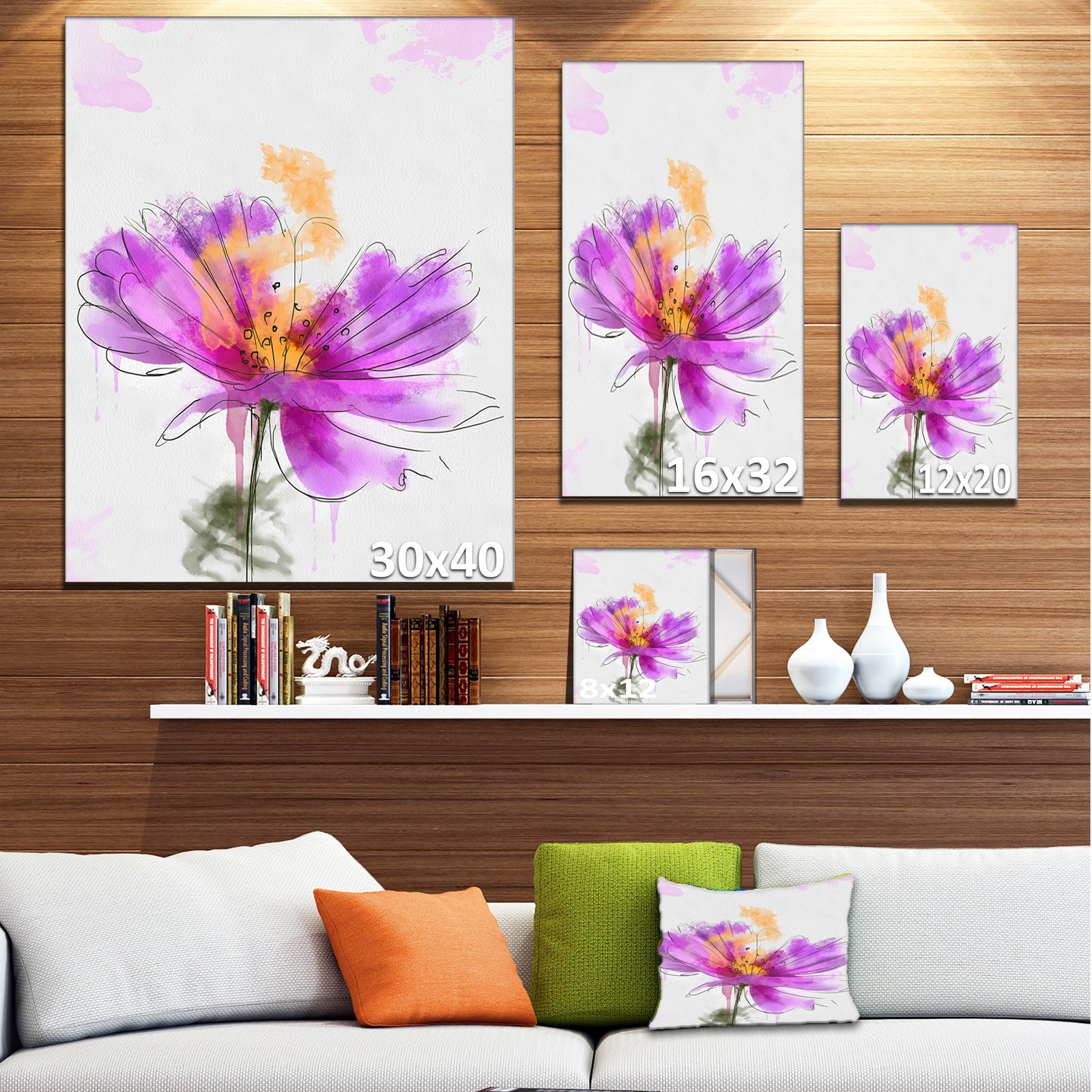Purple Flower Watercolor Illustration - Flowers Canvas Wall Artwork