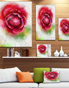 Large Blooming Red Rose on White - Flowers Canvas Wall Artwork