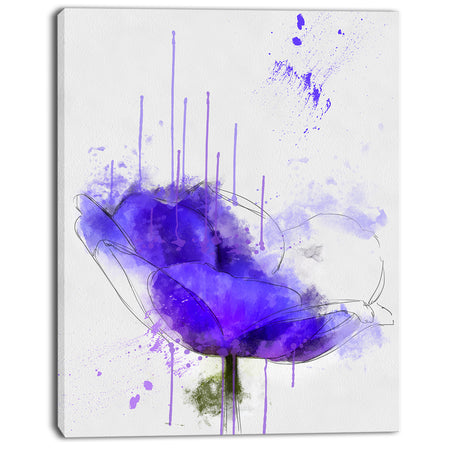 Bright Blue Anemone Watercolor - Flowers Canvas Wall Artwork
