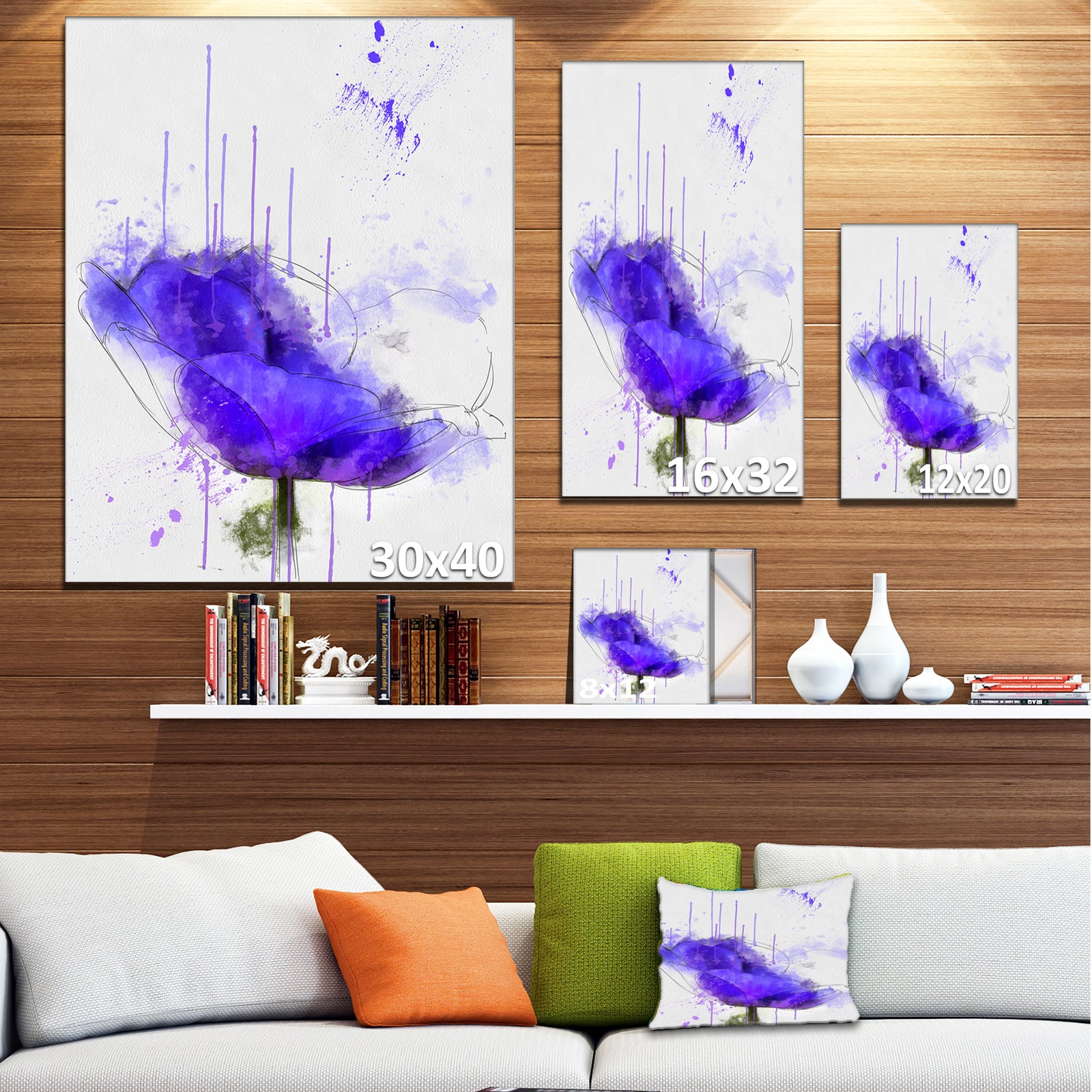 Bright Blue Anemone Watercolor - Flowers Canvas Wall Artwork