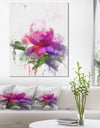 Purple Peony Illustration Sketch - Flowers Canvas Wall Artwork