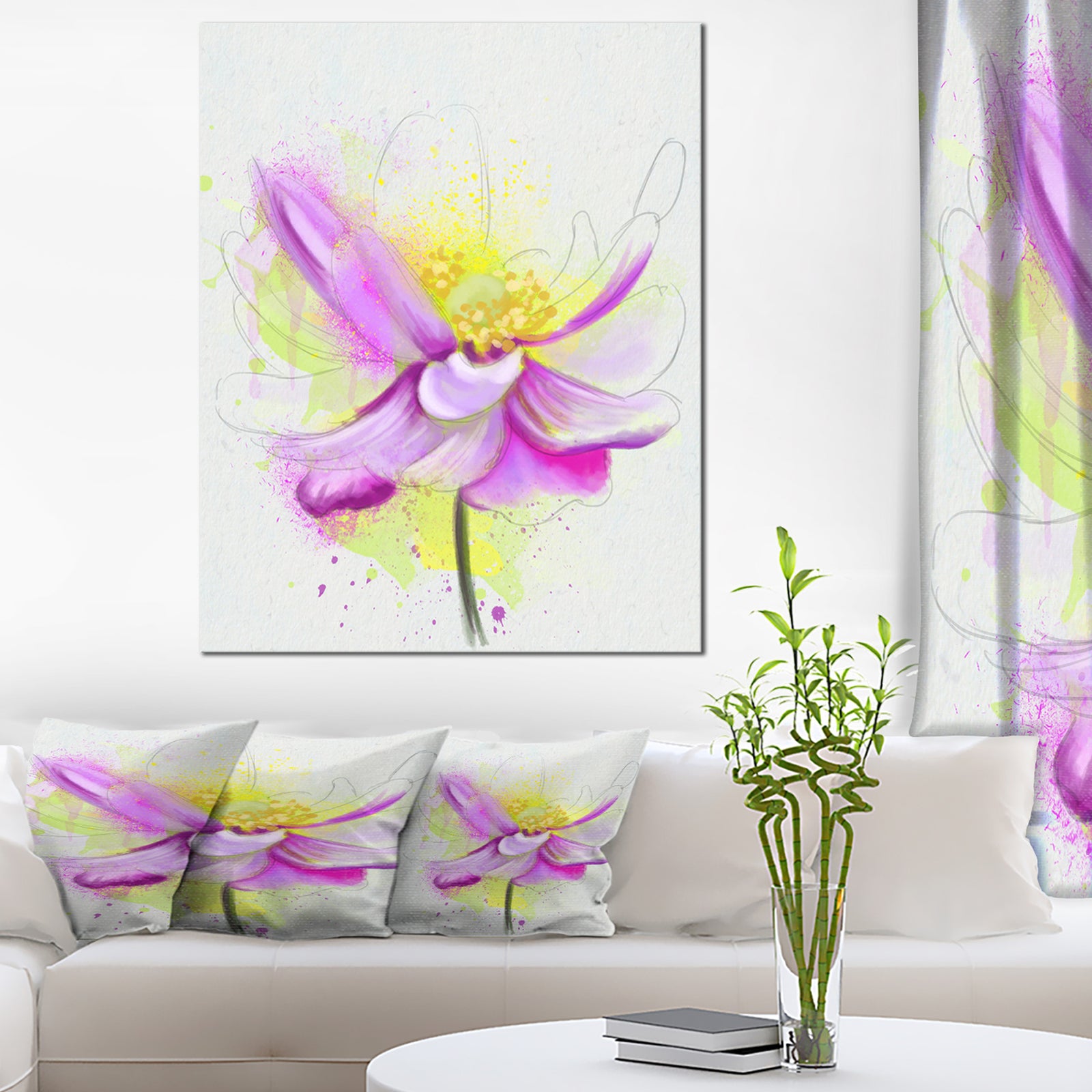 Beautiful Purple Flower with Yellow - Flowers Canvas Wall Artwork