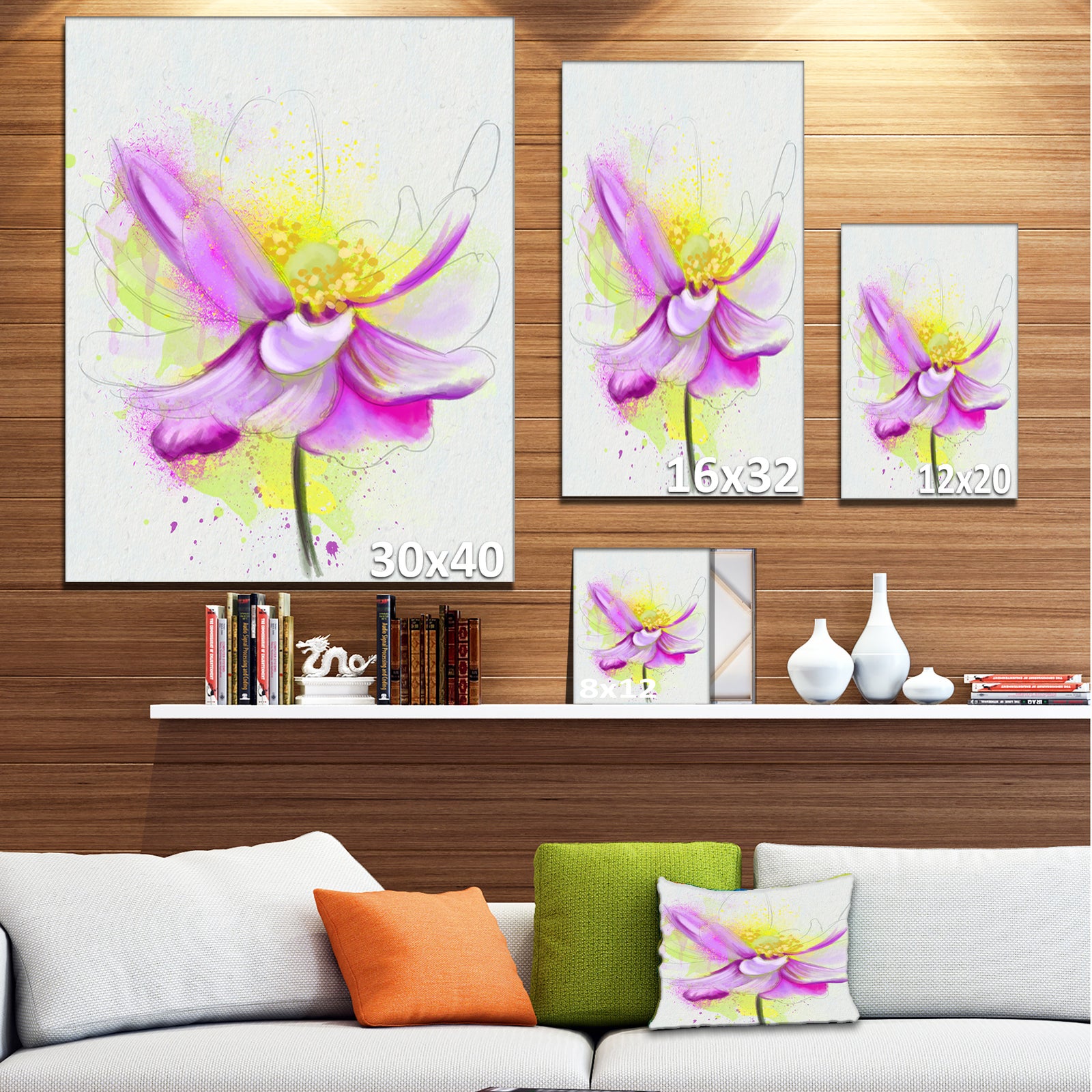 Beautiful Purple Flower with Yellow - Flowers Canvas Wall Artwork