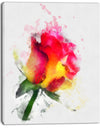 Red Hand-drawn Rose Watercolor - Flowers Canvas Wall Artwork