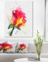 Red Hand-drawn Rose Watercolor - Flowers Canvas Wall Artwork