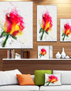 Red Hand-drawn Rose Watercolor - Flowers Canvas Wall Artwork