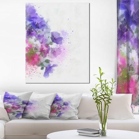 Little Purple Flowers Hand-drawn - Flowers Canvas Wall Artwork