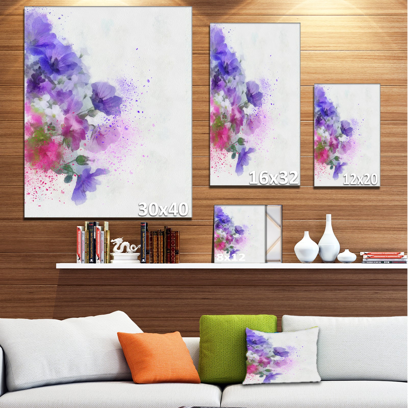 Little Purple Flowers Hand-drawn - Flowers Canvas Wall Artwork