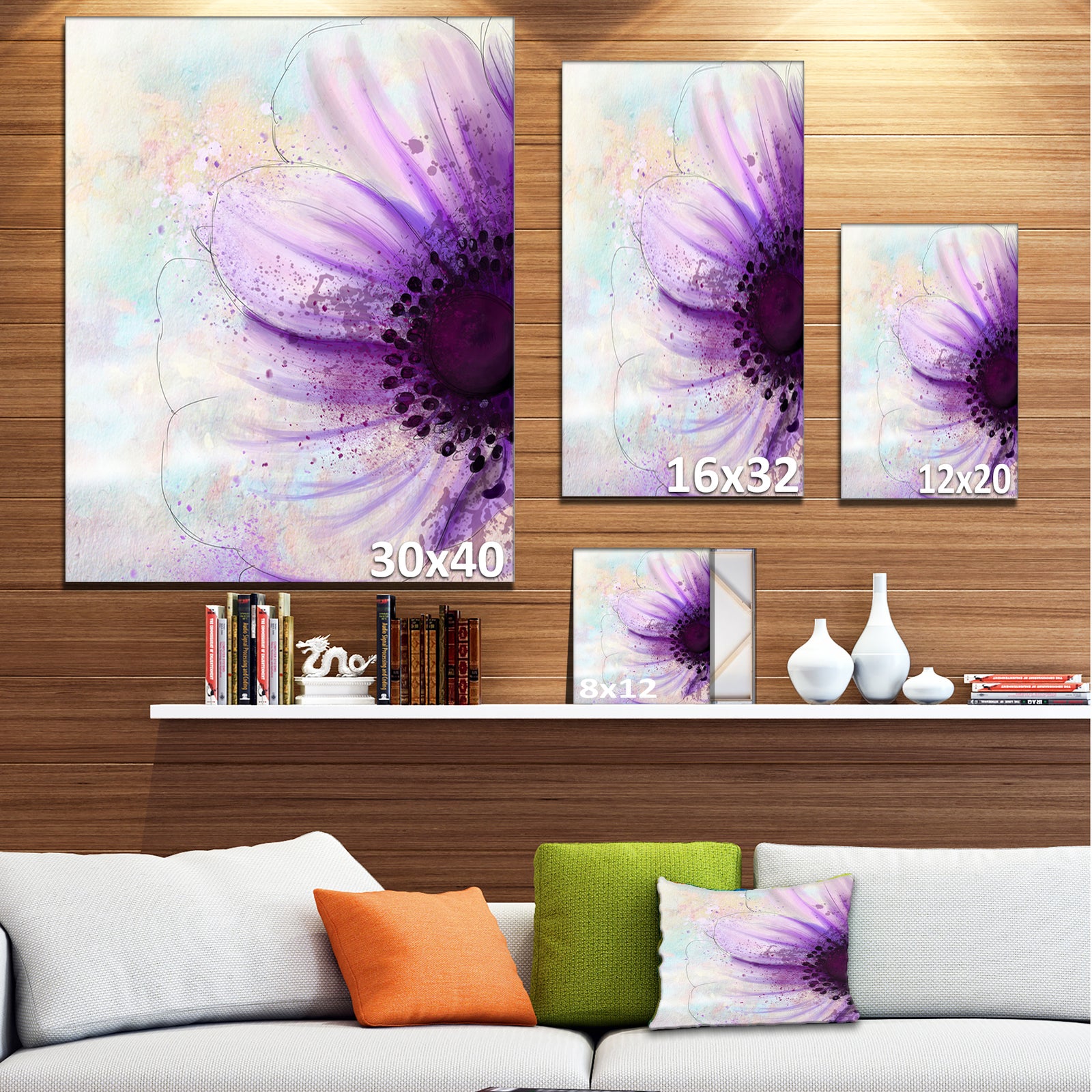Flower with Large Purple Petals - Flowers Canvas Wall Artwork