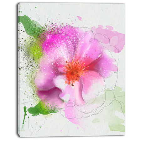 Blooming Pink Flower Watercolor - Flowers Canvas Wall Artwork