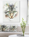 Cute Kitten Watercolor Hand-drawn - Large Animal Canvas Artwork