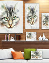 Cute Kitten Watercolor Hand-drawn - Large Animal Canvas Artwork